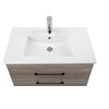 Chery Life 31.5'' W Gray Wood Grain Wall-Mounted Bathroom Vanity with 2 Drawers, Soft-Close System,White Ceramic Sink, Black Aluminum Frame Mirror - 4 of 4