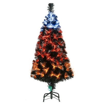 National Tree Company 4 ft. Black Fiber Optic Tree with Candy Corn Color Lights