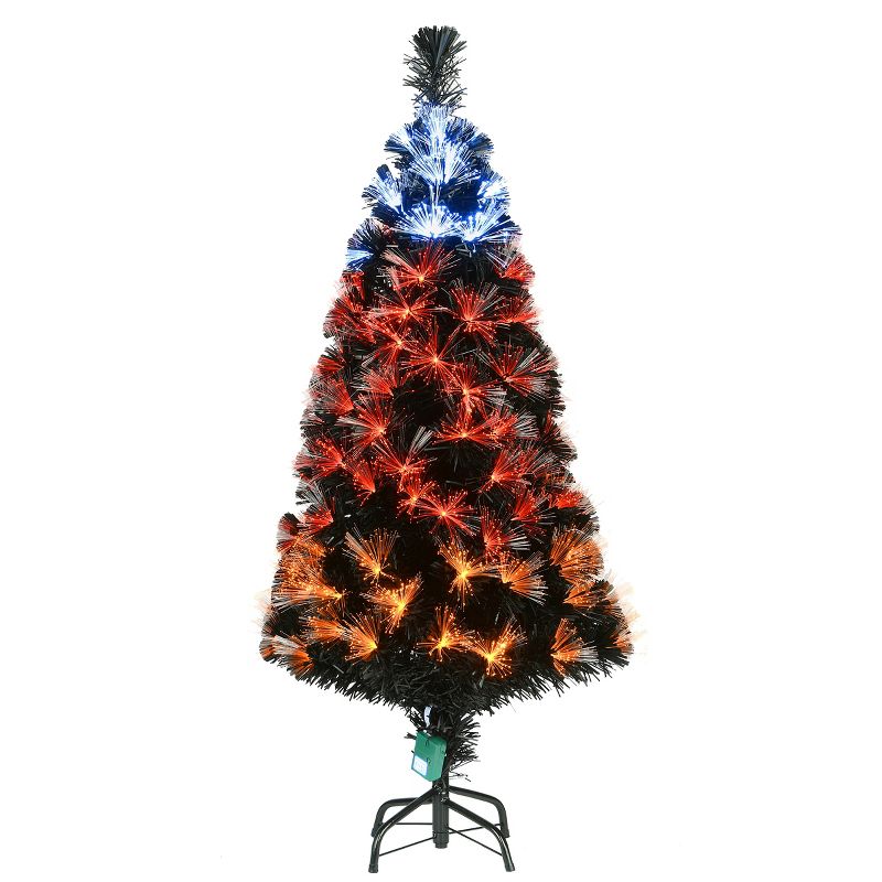 National Tree Company 4 ft. Black Fiber Optic Tree with Candy Corn Color Lights, 1 of 8