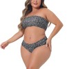 Agnes Orinda Women's Plus Size Two Pieces Bandeau Stripe Off Shoulder High Waist Bikini Sets - 2 of 4