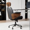 AMERLIFE Office Chair with Wheels, PU Leather Swivel Desk Chair, Bentwood Arms, Height Adjustable - 3 of 4