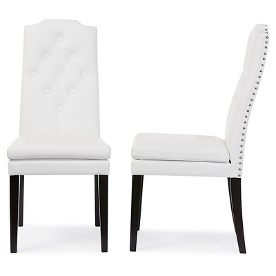 White Faux Leather Button-Tufted Parsons Dining Chair Set