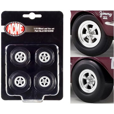 A/FX Drag Wheel and Tire Set of 4 pieces from "1965 Ford Mustang A/FX Bill Lawton "Tasca Ford" 1/18 by ACME