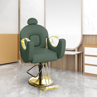 Reclining Salon Chair with Hydraulic Pump, 360° Swivel and Height Adjustable, Spa Beauty Equipment Hairdresser Armchair
