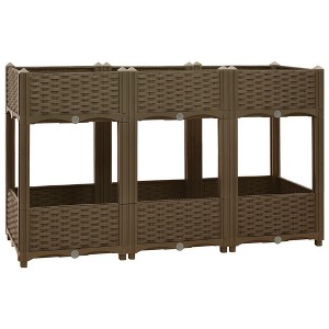 vidaXL Brown Rectangular Raised Bed - 47.2"x15.7"x28" Polypropylene Outdoor Planter with Shelves for Plants, Vegetables, Herbs and Flowers - 1 of 4