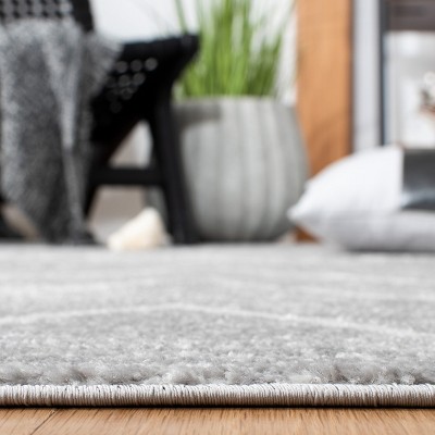 Grey and Ivory Geometric 6' x 6' Square Area Rug
