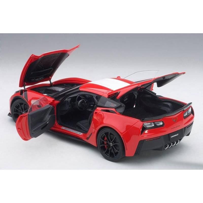 2017 Chevrolet Corvette C7 Grand Sport Red with White Stripe and Black Fender Hash Marks 1/18 Model Car by Autoart, 2 of 5