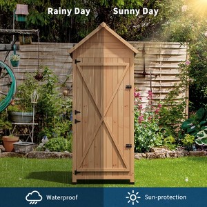 63in Tall Outdoor Storage Shed, Waterproof Wooden Garden Tool Shed with 4 Shelves and Lockable Doors, Outdoor Storage Cabinet for  Yard - 1 of 4