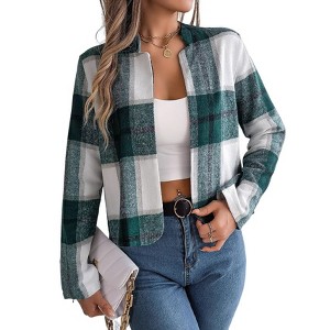 Jackets Women Casual Womens Casual Long Sleeve Short Vintage Pocket Slouchy Womens Casual Jackets and Coats - 1 of 4