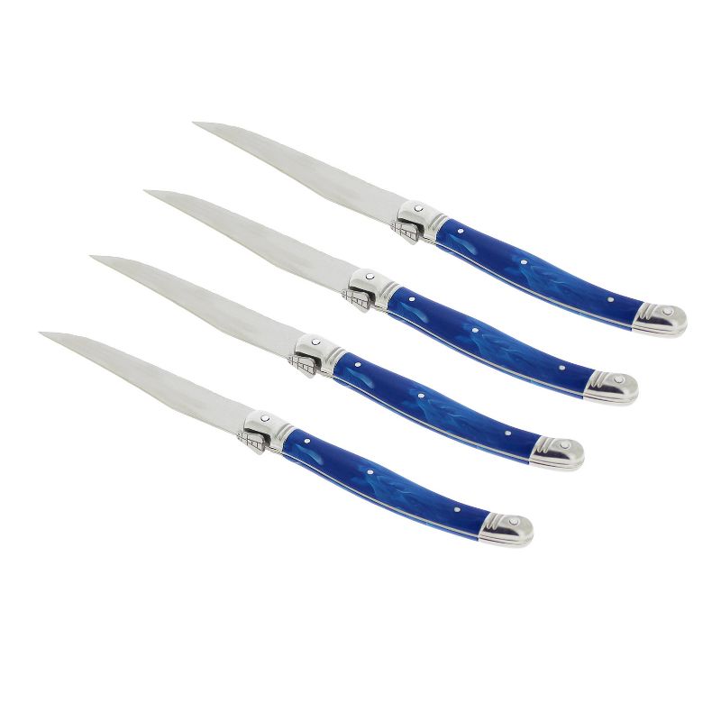 4pk Stainless Steel Laguiole Faux Marble Steak Knives Blue - French Home, 3 of 4