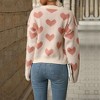 Coolmee Women's Cute Heart Sweater Love Print Valentine Romantic Knitted Top Casual Crewneck Long Sleeve Sweaters Pullover - 2 of 4