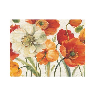 Colorful Floral Poppies Melody Canvas Print on Wood Slats