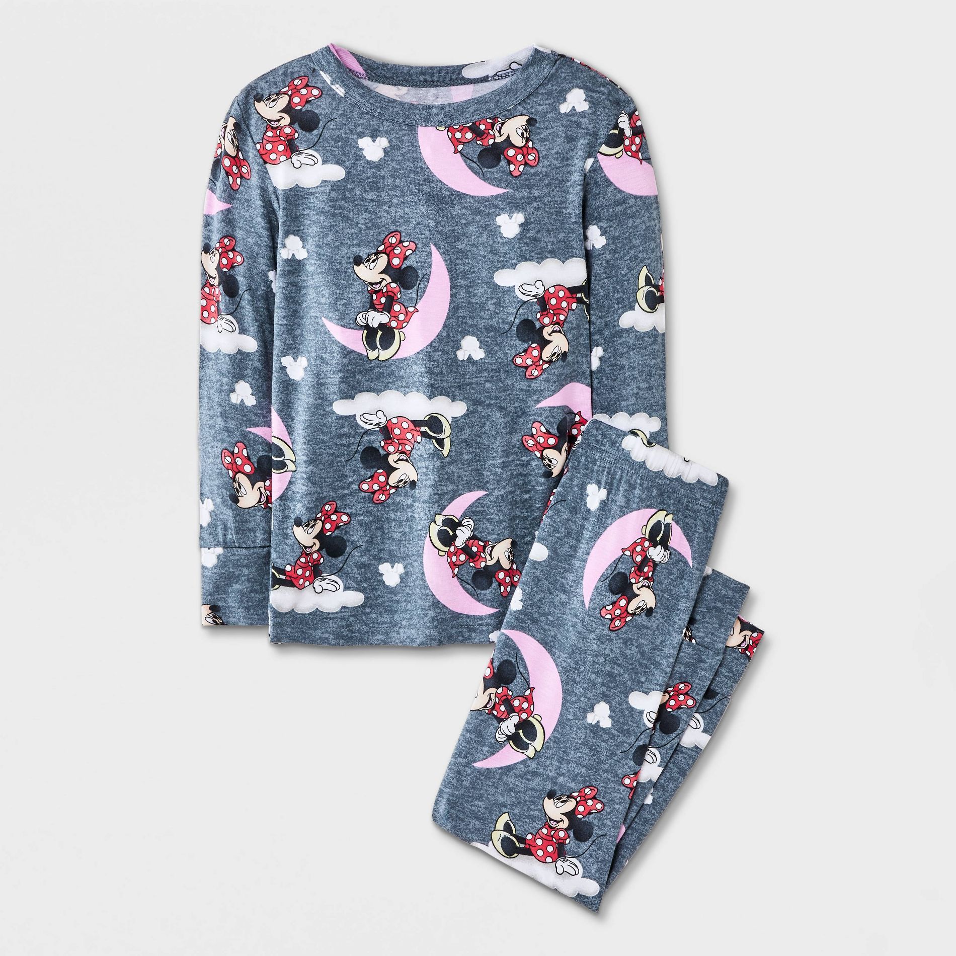 Baby & Toddler Girls' 2pc Minnie Mouse Viscose Snug Fit Pajama Set - Gray/Pink