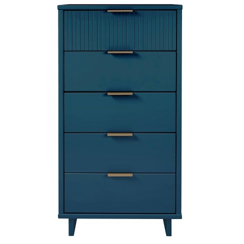 Granville Tall Modern 5 Drawer Dresser Midnight Blue - Manhattan ...