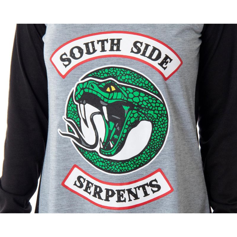 Riverdale Women's Southside Serpents Raglan Sleep Shirt Pajama Nightgown, 2 of 6