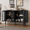 VYNXARIA Black Farmhouse Sideboard Cabinet£¬Stylish Wood Buffet with Glass Doors and Adjustable Shelves for Versatile Storage and Elegant Display - 3 of 4