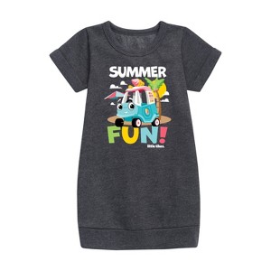 Little Tikes Summer Fun Graphic Short Sleeve Fleece Dress - Heather Charcoal - 4T - 1 of 2