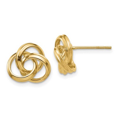 Black Bow Jewelry 10mm Hollow Love Knot Post Earrings in 14k Yellow Gold