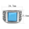 Slickblue High Polished Stainless Steel Boho Men’s Ring, Synthetic Turquoise Center, Fashion Style, Size 8-13 - 2 of 4