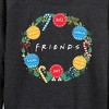 Women's Friends Wreath Lightweight French Terry Wide Neck Long Sleeve Graphic Shirt - Heather Charcoal - X-Large - 2 of 4