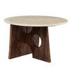 Royal Hampton Coffee Table, 27" Natural Round Marble Tabletop, Mango Wood Sculptural Base - 4 of 4