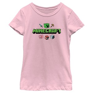 Girl's Minecraft Icons Logo T-Shirt - 1 of 4