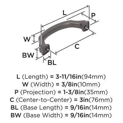 Gunmetal Steel 3-Inch Traditional Cabinet Pull with Mounting Hardware