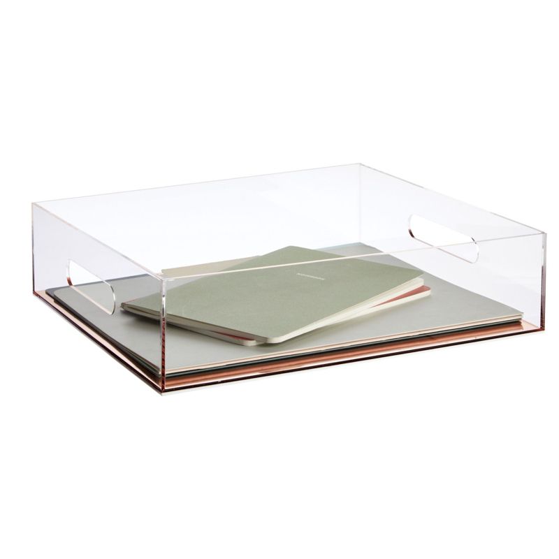 Juvale Rose Gold Acrylic Letter Tray, Clear Office Desk Organizer for Files, Documents, Paper Storage, 10.5 x 12 x 3 In, 5 of 9