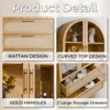 INFURNIC Decorative Storage Cabinets Storage Display Cabinet With Rattan Drawer And Storage Shelf, Arched Cabinet, Brown, 15.4"*30.7"*63" - 4 of 4