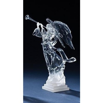 Roman 8" Icy Crystal Lighted LED Serene Angel with Horn Christmas Figure