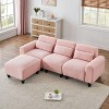 VYNXARIA The 84.6-inch pink teddy fleece creative sofa can be assembled into a two-seater sofa plus a single couch with three waist pillows - 4 of 4