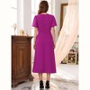 INSPIRE CHIC Women Ruffle Front Side Slit Crew Neck Short Sleeve Midi Cocktail Formal Dresses - 4 of 4