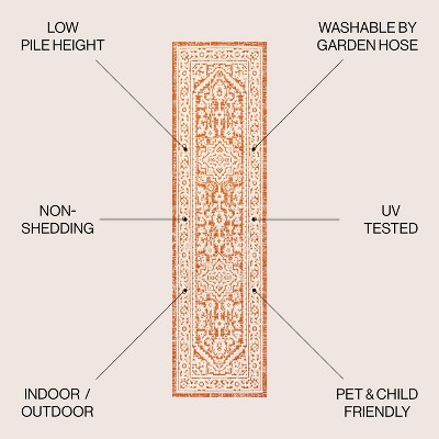 Sinjuri Medallion Orange & Cream 2x8 Flat Woven Area Rug