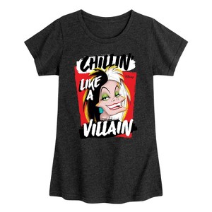 Girls' - Disney Villains - Cruella Chillin Like A Villain Fitted Short Sleeve Graphic T-Shirt - 1 of 4
