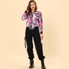 INSPIRE CHIC Women's Stand Collar Floral Prints Zip Up Lightweight Short Jacket - 3 of 4