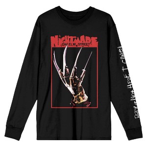 Nightmare On Elm Street Freddy Krueger Claw Crew Neck Long Sleeve Men's Black Tee - 1 of 4
