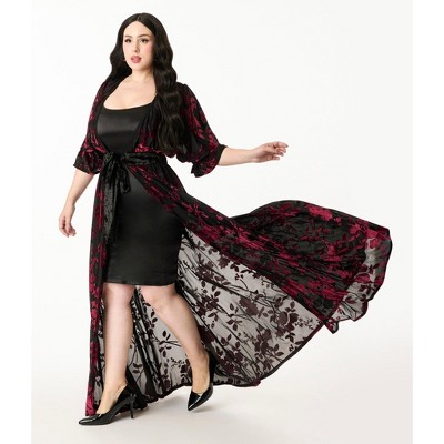Unique Vintage Women's Plus Velvet Burnout Duster