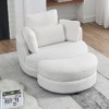 39"W Swivel Chair With Moon Storage Ottoman, 4 Pillows Modern Accent Round Swivel Oversized Barrel Chairs, Armchair - 3 of 4