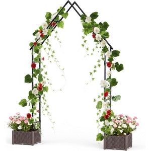 Coucheta Arbor with 2 Planter Boxes, 94 in Tall Metal Garden Arch Trellis for Climbing Plants, Weather-Resistant Wedding Arch Frame, Archway Decor - 1 of 4