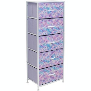 Sorbus Narrow 5 Drawers Nightstand with Steel Frame, Wood Top, Easy Pull Fabric Bins for Home, Bedroom, Office & Dorm - 1 of 4