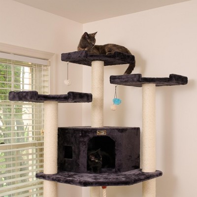 82-Inch Dark Gray Multi-Level Cat Tree with Sisal Posts