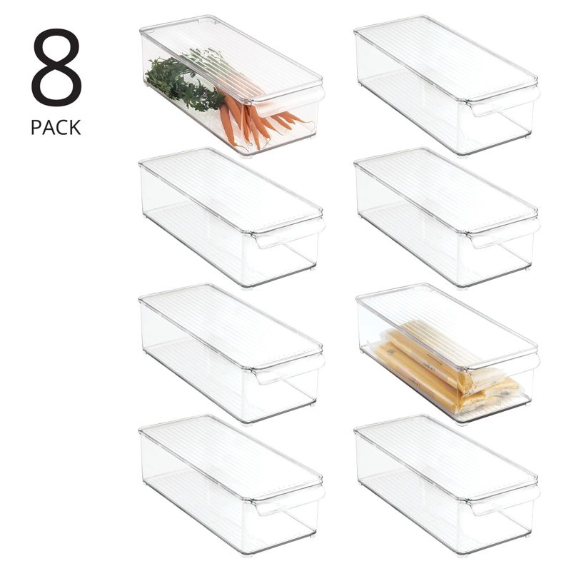 mDesign Slim Plastic Kitchen Fridge + Freezer Bin, Lid and Handle, 2 of 10