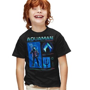 Boys' Short Sleeve Aquaman And the Lost Kingdom Aquaman Stats T-Shirt - 1 of 4