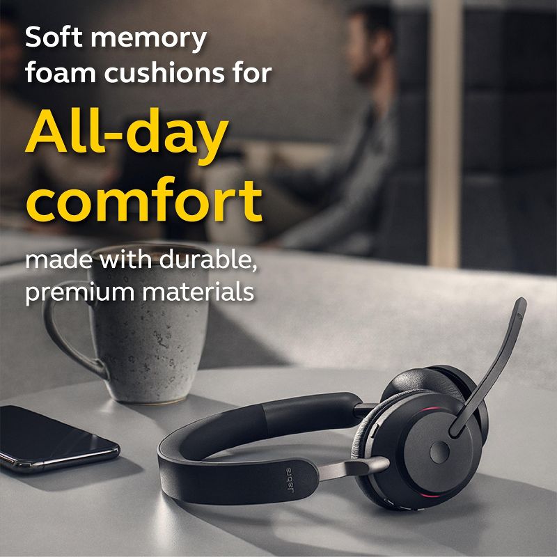 Jabra Evolve2 65 USB-C UC Stereo - Black Wireless Headset / Music Headphones, 5 of 8