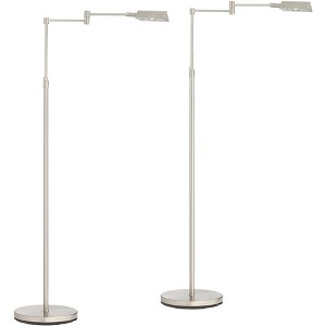 360 Lighting Zema Modern 49 1/2" Tall Standing Floor Lamps Set of 2 Lights Swing Arm Pharmacy LED Adjustable Silver Metal Brushed Nickel Finish - 1 of 4