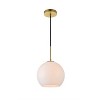Elegant Lighting Baxter 1 Light Brass Pendant With Frosted White Glass - 3 of 4