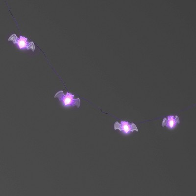 20ct LED Milky Iridescent Plastic Bat Halloween Indoor Outdoor Novelty Dewdrop String Lights Purple - Hyde and EEK! Boutique™