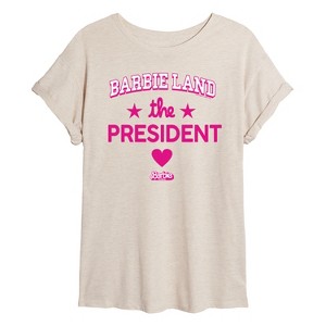 Women's Barbie Barbie Land President Oversized Graphic T-Shirt - Birch - 2 X-Large - 1 of 4