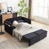 MAYEERTY 54" Modern Convertible Sofa Bed with Arm Pockets & Adjustable Back (Black Velvet) - 3 of 4