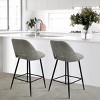 Counter Height Stools for Kitchen Island Set of 2, Upholstered Armless Bar Chairs with Backs, Fabric Seats on Black Metal Frame-The Pop Home - 2 of 4